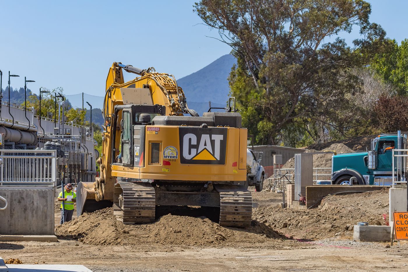 Excavators and heavy machinery on a construction site